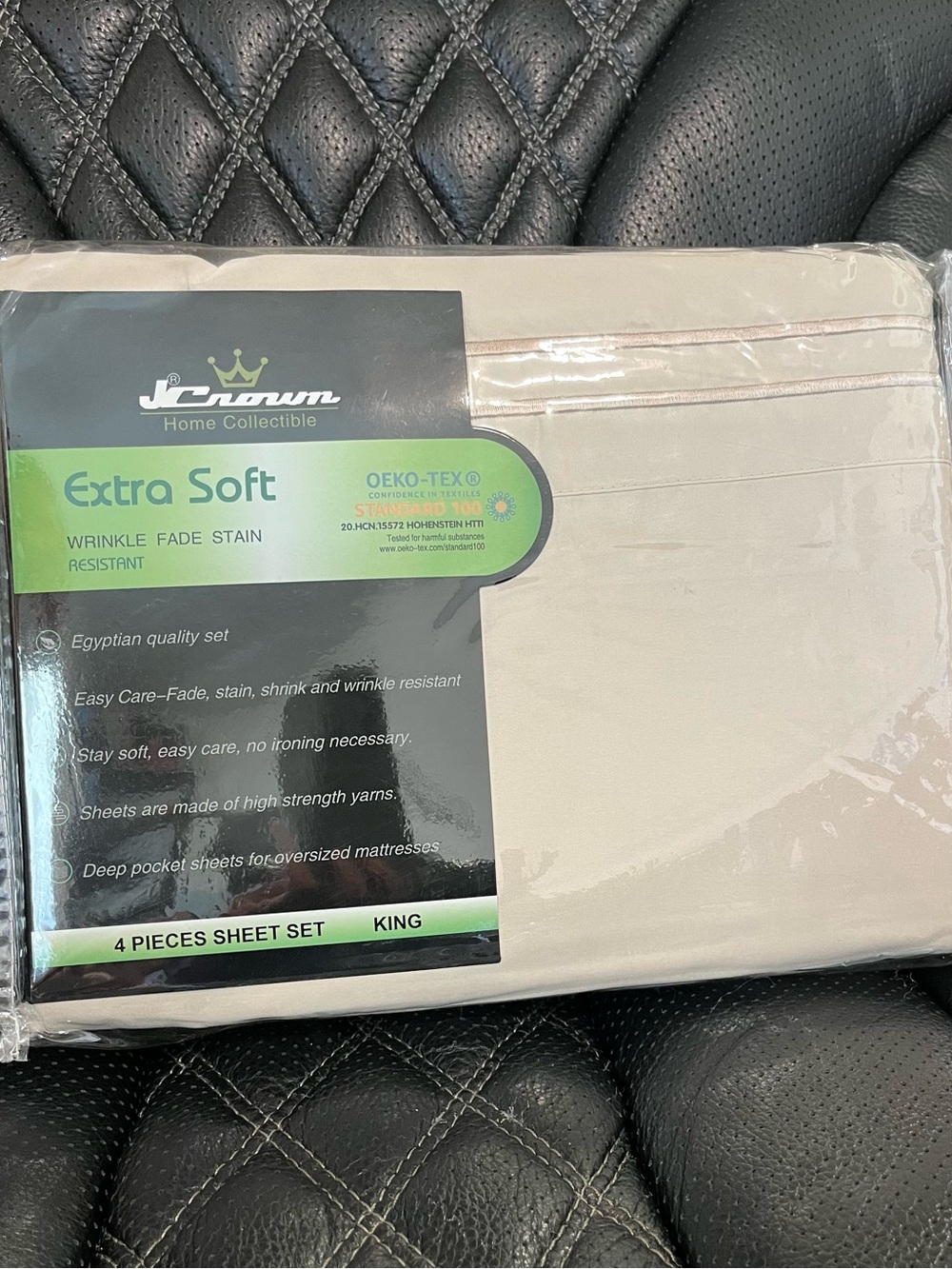 Crown Extra Soft King Sheet Set - Cream with Subtle Trim